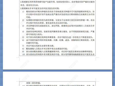 眼內腫瘤放射敷貼器近距局部放射治療同意書